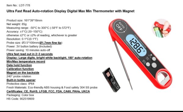 Lint Land's InstaTemp Thermometer with Magnet - Image 2